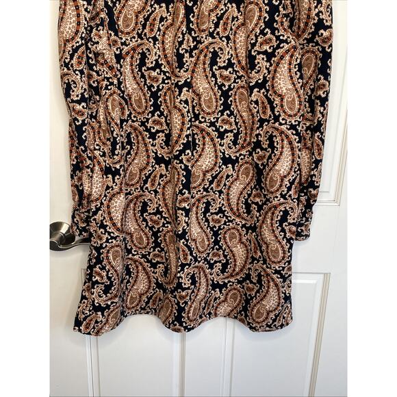 Banana Republic Women's Boho Paisley Corduroy Mini Dress Sz L 70s Peasant Flowy - Picture 12 of 15